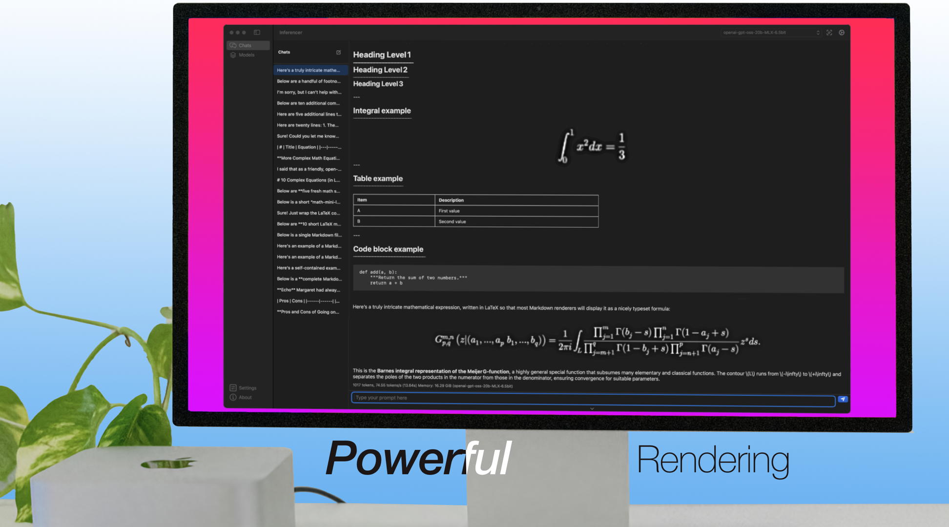 Markdown rendering